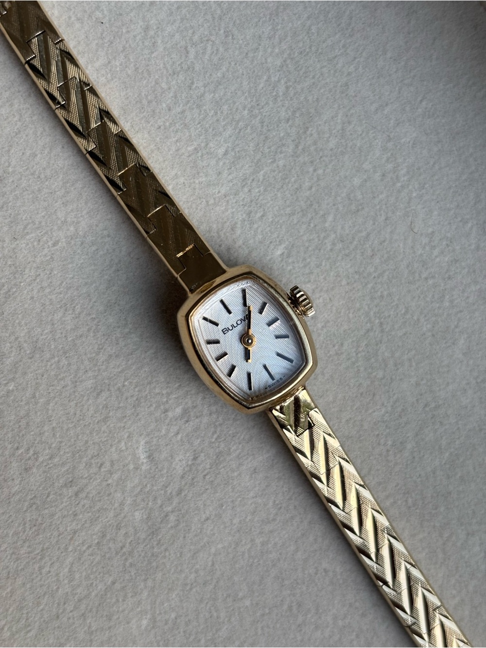 Bulova Gold-Tone Ladies Bracelet Watch with White Dial